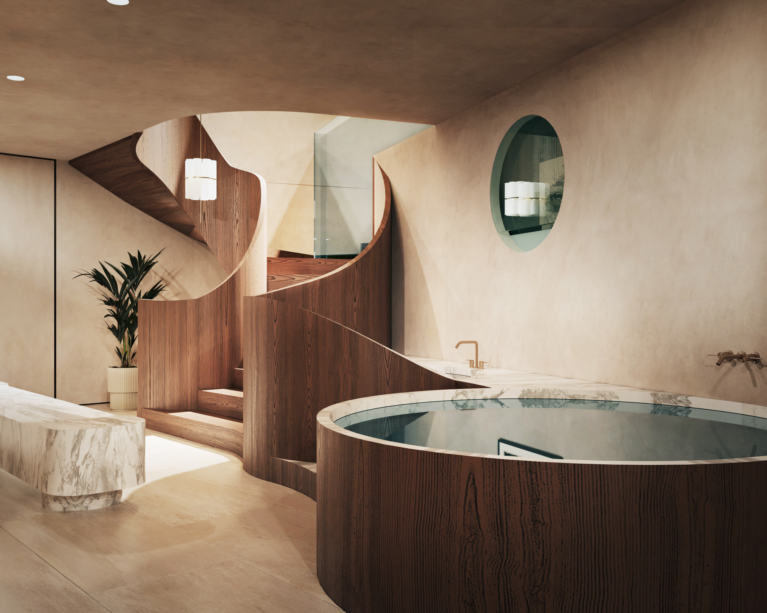 Chalet C, Courchevel — alpine interior with warm timber surfaces and layered textiles.