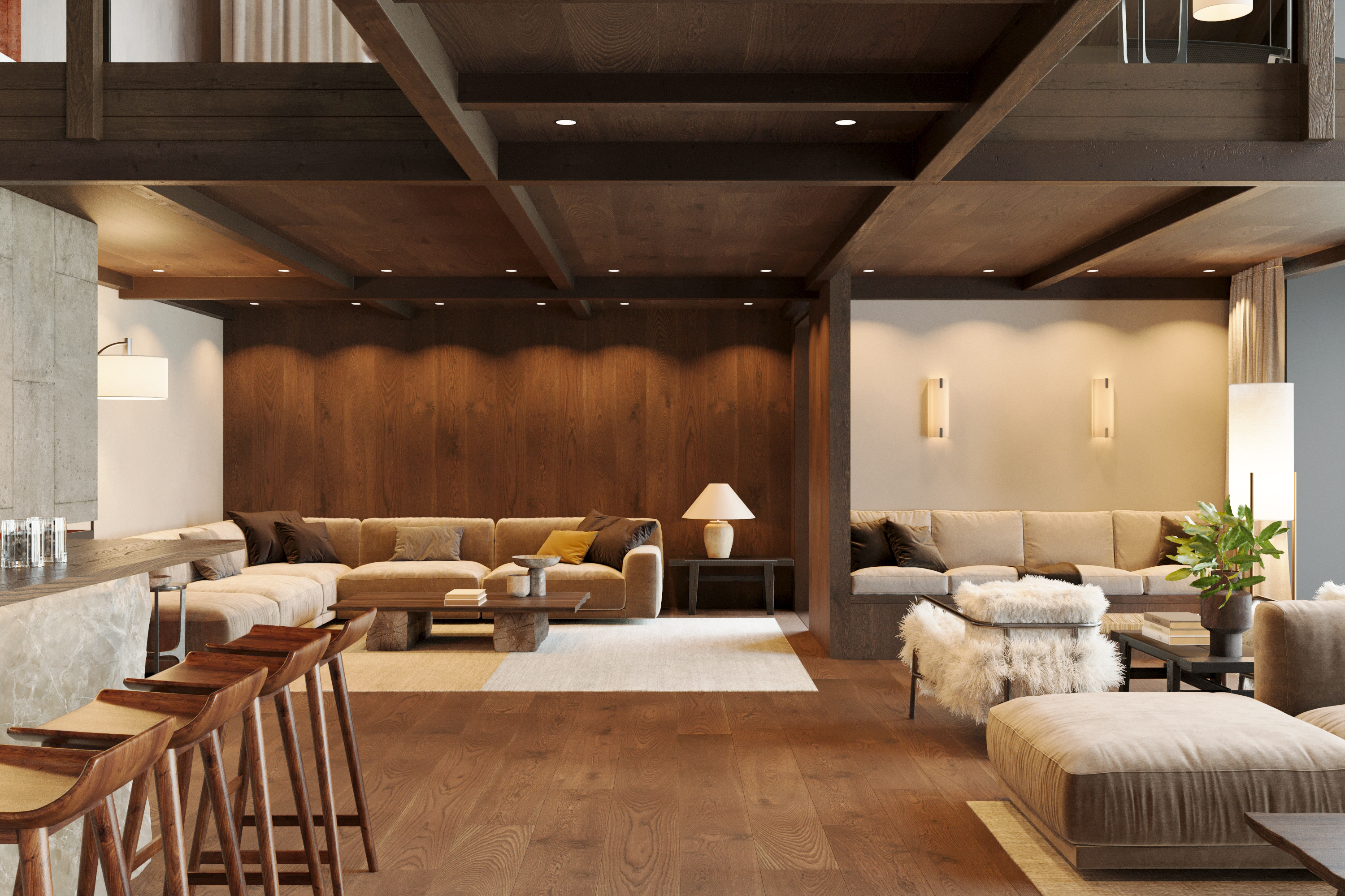 Chalet M., Meribel — mountain residence with a restrained natural material palette.