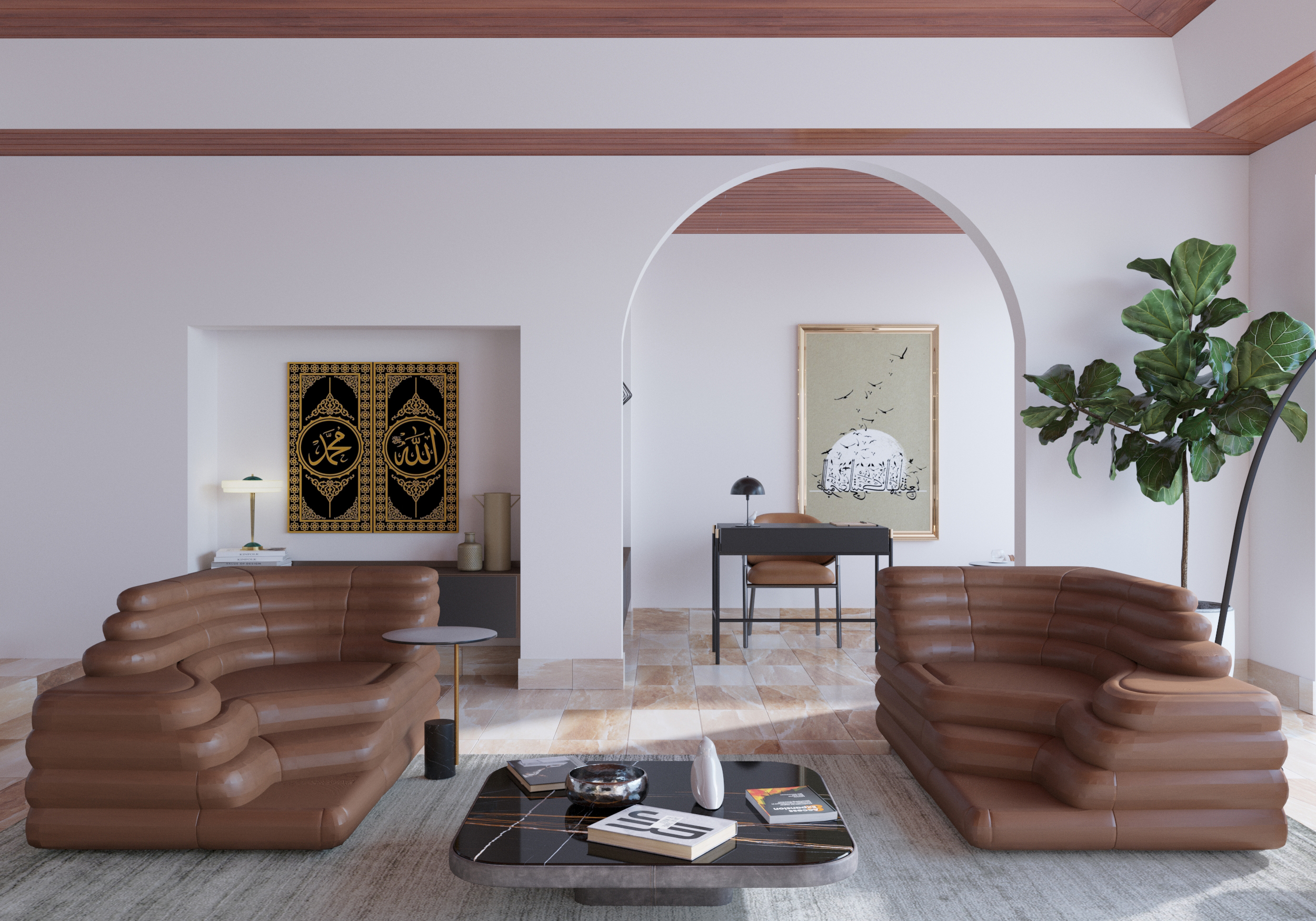 Sand, Riyadh — a warm neutral interior scheme built on sand and stone tones.